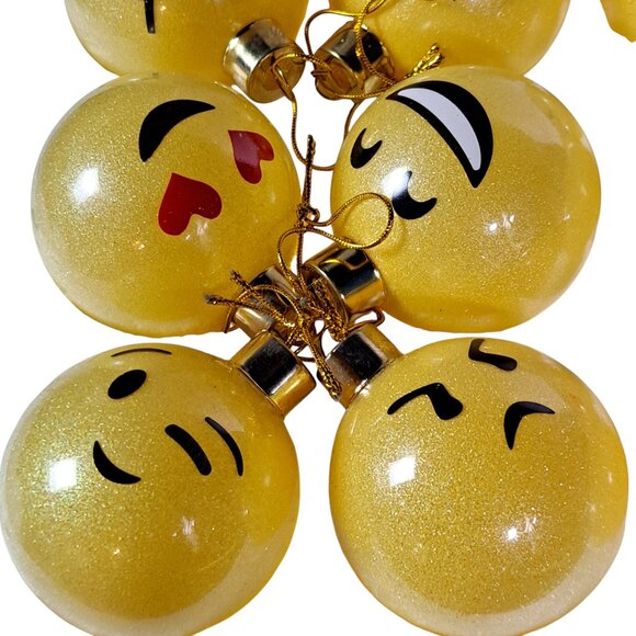 12 Piece Glass Emoji Christmas Balls Ornaments Pendant for Christmas Tree - Picture 14 of 15